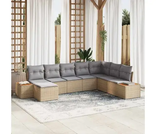 Dārza Dīvānu Komplekts 8 Pcs Bēša Un Gaiši Pelēka Polirāts Vidaxl