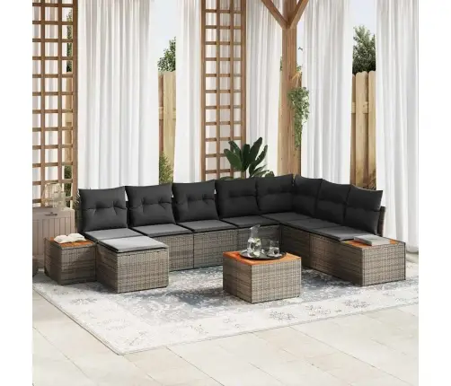 Dārza Dīvānu Komplekts 9 Pcs Pelēka 319 X 209 X 85 Cm Vidaxl