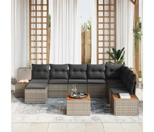 Dārza Dīvānu Komplekts 9 Pcs Pelēka 319 X 209 X 85 Cm Vidaxl