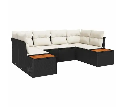 Sodo Sofų Rinkinys 6 Pcs Juoda Ir Kreminė Poliratanas