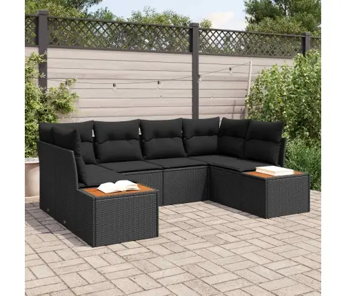 Aia Diivanikomplekt Padjaga 6 Pcs Must Polürottang