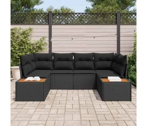 Aia Diivanikomplekt Padjaga 6 Pcs Must Polürottang