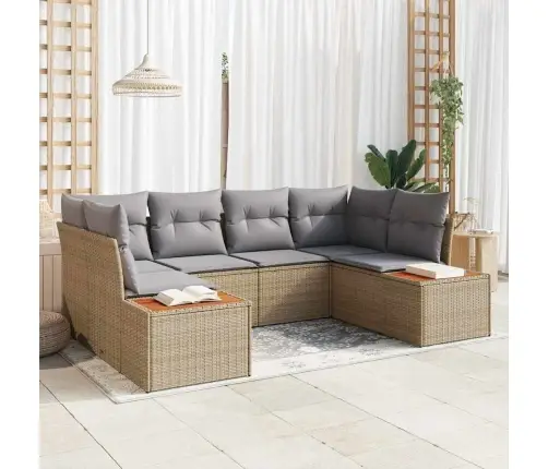 Aia Diivanikomplekt Padjaga 6 Pcs Beež Ja Heledhall Polürottang