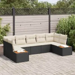 Dārza Dīvānu Komplekts Ar Spilvenu 7 Pcs Melna Un Krēmkrāsas Vidaxl Dārza Dīvānu Komplekts Ar Spilvenu 7 Pcs Melna Un Krēmkrāsas Vidaxl