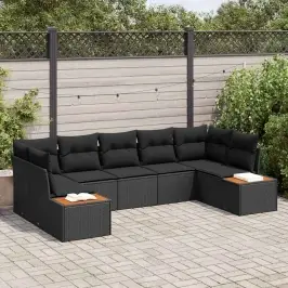 Dārza Dīvānu Komplekts 7 Pcs Melna 289 X 154 X 85 Cm Vidaxl