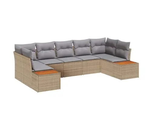 Sodo Sofų Rinkinys 7 Pcs Bežinė Ir Šviesiai Pilka Poliratanas