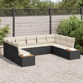 Dārza Dīvānu Komplekts Ar Spilvenu 5 Pcs Melna Un Krēmkrāsas Vidaxl
