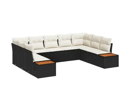 5 Gabalu Dārza Dīvānu Komplekts Ar Spilveniem Melnā Poli Ratanā Akācija Vidaxl