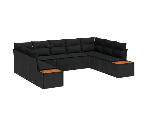 Sodo Sofų Rinkinys Su Pagalve 5 Pcs Juoda Poliratanas