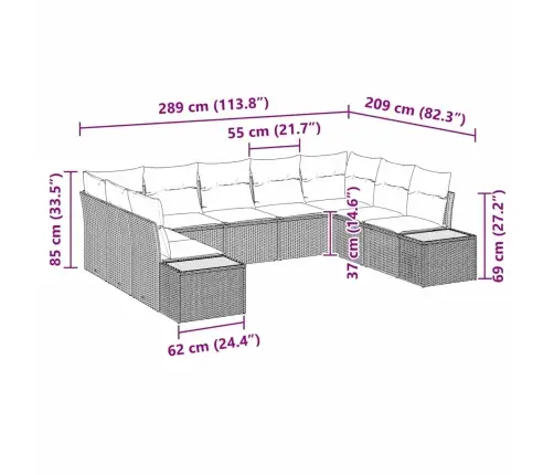 Aia Diivanikomplekt Padjaga 5 Pcs Hall Polürottang
