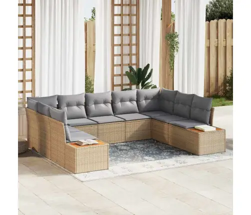 Dārza Dīvānu Komplekts 5 Pcs Bēša Un Gaiši Pelēka Poliratans Vidaxl