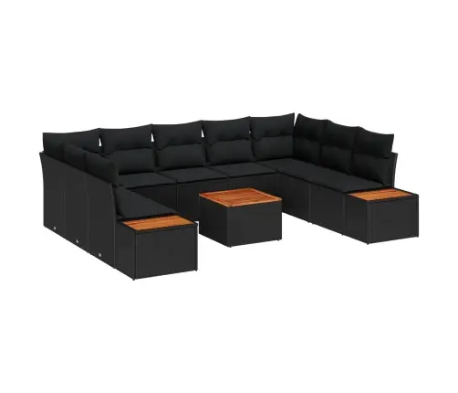 Dārza Dīvānu Komplekts Ar Spilvenu 5 Pcs Melna Poliratans Vidaxl