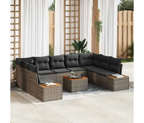 Dārza Dīvānu Komplekts Ar Spilvenu 5 Pcs Pelēka Poliratans Vidaxl