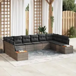 Dārza Dīvānu Komplekts 10 Pcs Pelēka 344 X 209 X 85 Cm Vidaxl