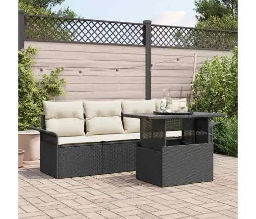 5 Gabalu Dārza Dīvānu Komplekts Ar Spilveniem Melns Poli Rotangpalma Vidaxl