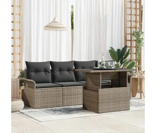 5 Gabalu Dārza Dīvānu Komplekts Ar Spilveniem Pelēks Poli Rattan Vidaxl