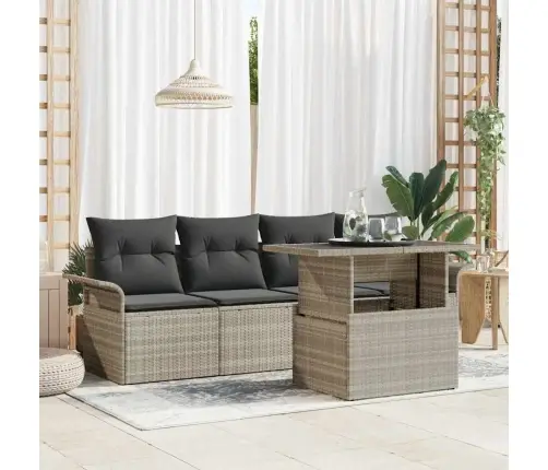 Aia Diivanikomplekt Padjaga 5 Pcs Helehall Polü Rattan
