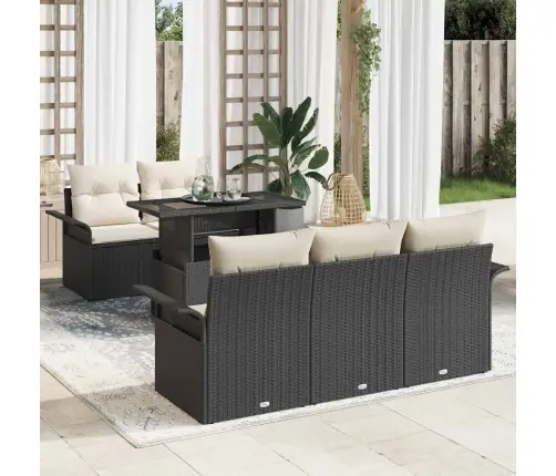 Aia Diivanikomplekt Padjaga 6 Pcs Must Polü Rattan