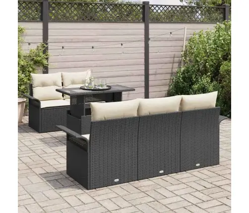 Aia Diivanikomplekt Padjaga 6 Pcs Must Polü Rattan