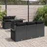 Sodo Sofų Rinkinys Su Pagalve 6 Pcs Juoda Poli Ratanas