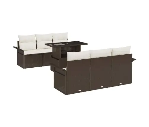 7 Daļu Dārza Dīvānu Komplekts Ar Spilveniem Brūnā Poli Rotangpalmas Vidaxl