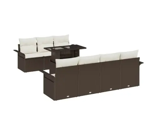 8 Daļu Dārza Dīvānu Komplekts Ar Spilveniem Brūnā Polirattanā Vidaxl