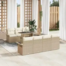 Aia Diivanikomplekt Padjaga 8 Pcs Beež Polü Rattan