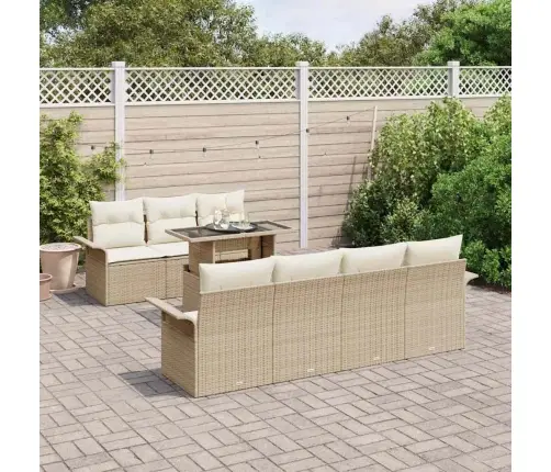 Aia Diivanikomplekt Padjaga 8 Pcs Beež Polü Rattan