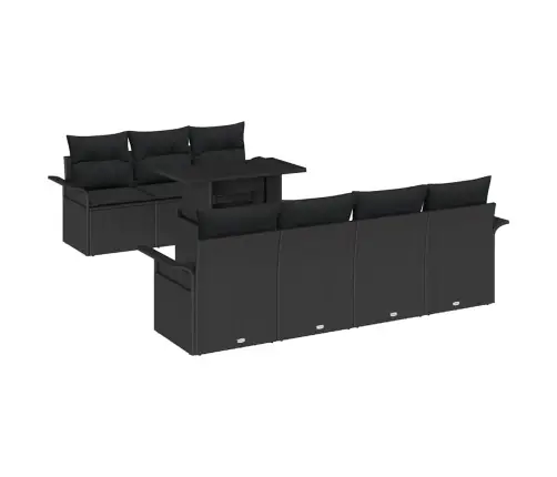 Sodo Sofų Rinkinys Su Pagalve 8 Pcs Juoda Poli Ratanas