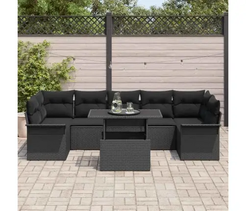 Aia Diivanikomplekt Padjaga 8 Pcs Must Polürooster