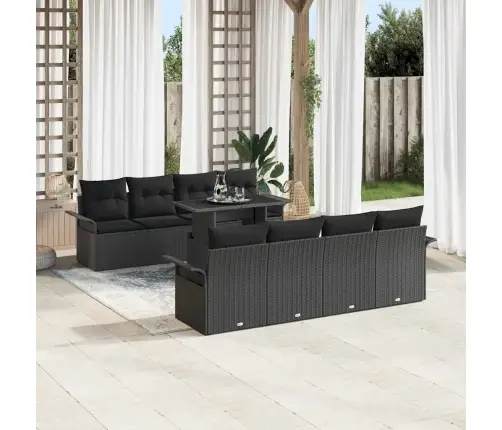 Aia Diivanikomplekt Padjaga 9 Pcs Must Polü Rattan