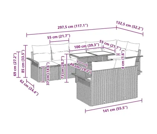Sodo Sofų Rinkinys Su Pagalve 9 Pcs Juoda Poli Ratanas