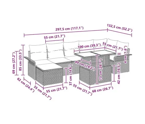 Sodo Sofų Rinkinys Su Pagalve 8 Pcs Juoda Poli Ratanas