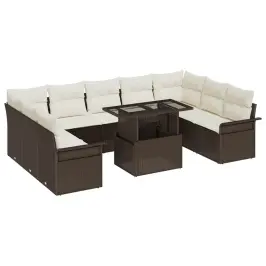 Dārza Dīvānu Komplekts 10 Pcs Brūna 100 X 55 X 73 Cm Vidaxl