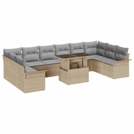 Dārza Dīvānu Komplekts Ar Spilvenu 11 Pcs Bēša 100 X 55 X 73 Cm Vidaxl