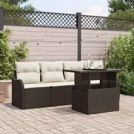 Dārza Dīvānu Komplekts Ar Spilvenu 5 Pcs Brūna 100 X 55 X 73 Cm Vidaxl