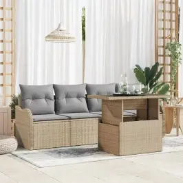 Dārza Dīvānu Komplekts Ar Spilvenu 5 Pcs Bēša 100 X 55 X 73 Cm Vidaxl