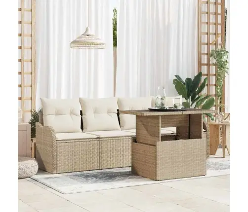Aia Diivanikomplekt Padjaga Padjaga 5 Pcs Beež Polü Rattan