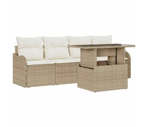 Aia Diivanikomplekt Padjaga Padjaga 5 Pcs Beež Polü Rattan