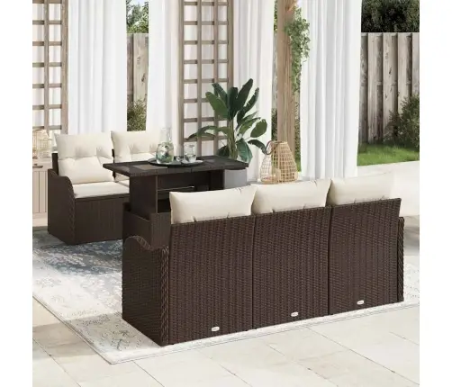 Aia Diivanikomplekt Padjaga Padjaga 6 Pcs Pruun Polü Rattan