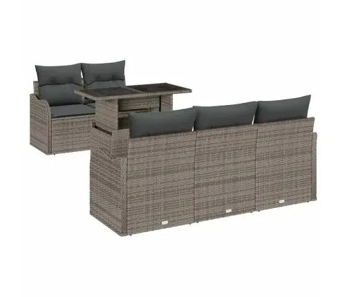 6 Gabalu Dārza Dīvānu Komplekts Ar Spilveniem Pelēks Poli Rotangpalma Vidaxl