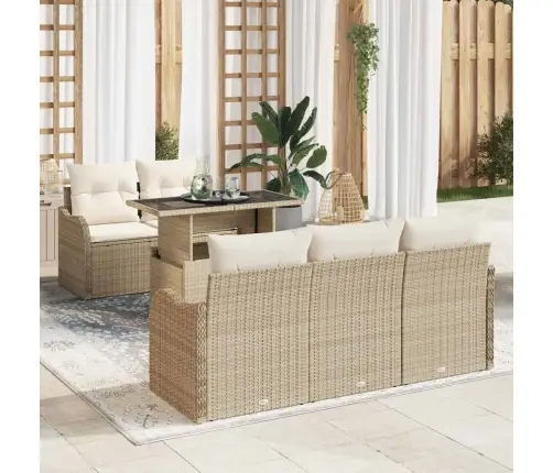 Aia Diivanikomplekt Padjaga Padjaga 6 Pcs Beež Polü Rattan