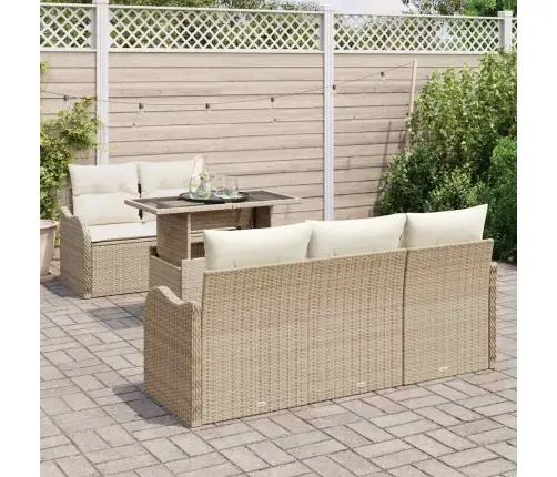 Aia Diivanikomplekt Padjaga Padjaga 6 Pcs Beež Polü Rattan