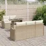 Aia Diivanikomplekt Padjaga Padjaga 6 Pcs Beež Polü Rattan