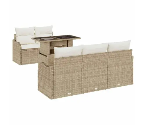Aia Diivanikomplekt Padjaga Padjaga 6 Pcs Beež Polü Rattan