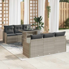 Dārza Dīvānu Komplekts 7 Pcs Gaiši Pelēka 100 X 55 X 73 Cm Vidaxl