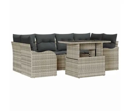 7 Daļu Dārza Dīvānu Komplekts Ar Spilveniem Gaiši Pelēkā Poli Rotangpalma Vidaxl 7 Daļu Dārza Dīvānu Komplekts Ar Spilveniem Gaiši Pelēkā Poli Rotangpalma Vidaxl