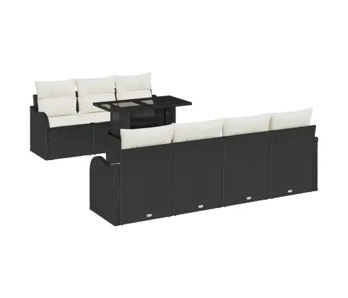 8 Gabalu Dārza Dīvānu Komplekts Ar Spilveniem Melna Poli Rotangpalma Vidaxl