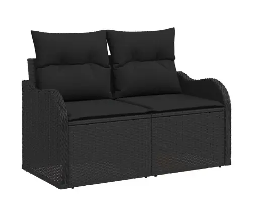 Sodo Sofų Rinkinys Su Pagalve 8 Pcs Juoda Poli Ratanas
