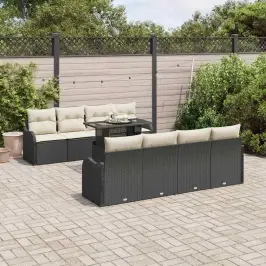Dārza Dīvānu Komplekts Ar Spilvenu 9 Pcs Melna 100 X 55 X 73 Cm Vidaxl